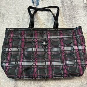 Coach Signature Tartan Diaper Baby Bag Multifunction Tote
